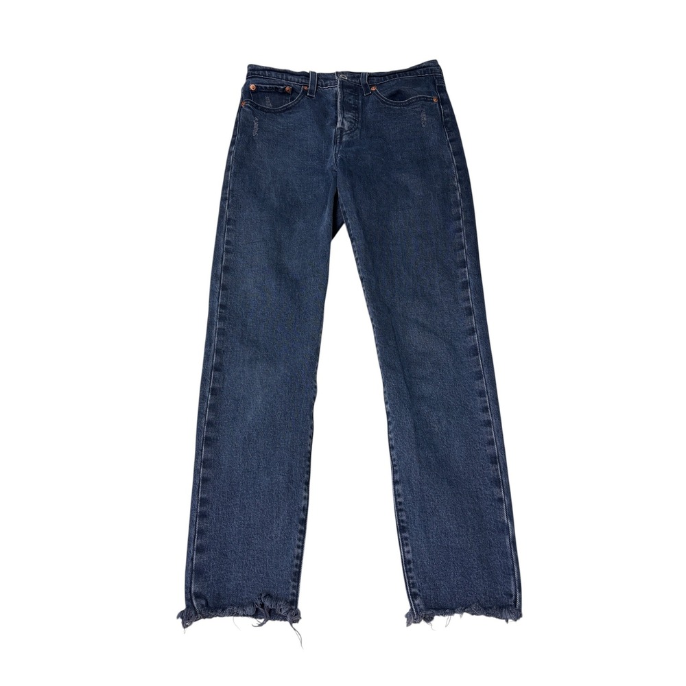 Levis Premium Bigβ E Wedgie Straight Jeans Dark Wash Raw Hem Womens 27X27